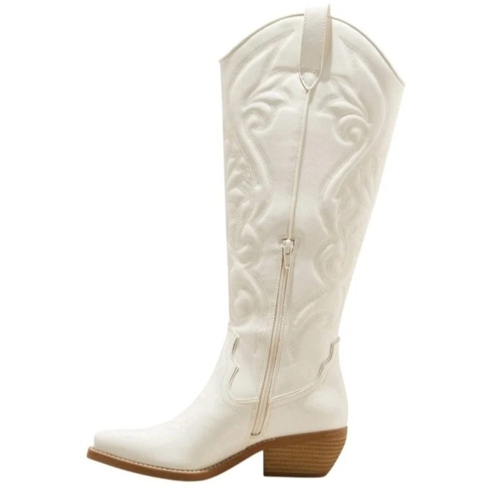Wild Fable Womens Kenzi Western Boots with Memory Foam Insole Ivory Off White - Picture 9 of 12